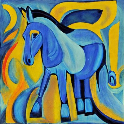 oilpainting with the title a blue horse in the style of Franz Marc -4.jpg