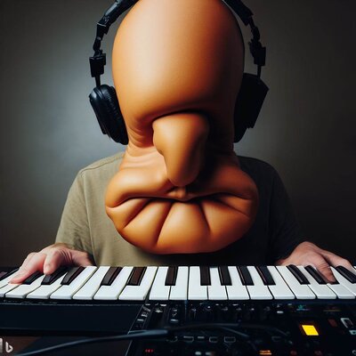 a face made from an arse, funny mimics, playing a keyboard-synthesizer-3.jpg