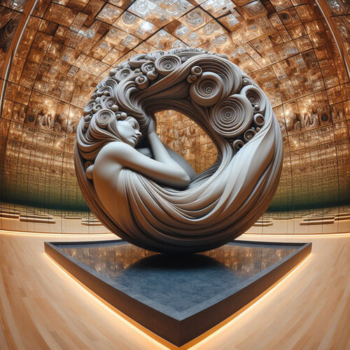 an abstract sculpture symbolizing  sleep  in a hall of mirrors simple elegant fractal…04_k.jpg